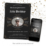 Aged to Perfection Black Gold Classy 50th Birthday Invitation<br><div class="desc">Aged to Perfection Black Gold Classy 50th Birthday Invitation. Celebrate a milestone birthday in style with our Vintage Whiskey Label inspired Invitation Design. Inspired by the elegance of aged whiskey, this design brings a touch of sophistication to your special occasion. The vintage whiskey label design showcases the celebrant as "aged...</div>