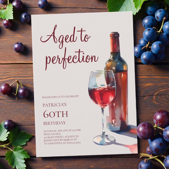 Aged to Perfection Elegant 60th Birthday Party Invitation (Aged to Perfection Elegant 60th Birthday Party Invitation)