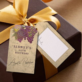 Aged to Perfection Elegant Wine Theme Party Gift Tags