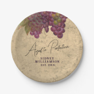 Aged to Perfection Elegant Wine Theme Party Paper Plate