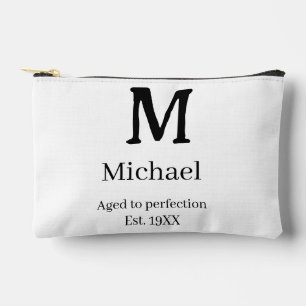 Aged to perfection est. 19XX monogram name letter Accessory Pouch