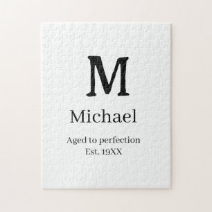 Aged to perfection est. 19XX monogram name letter Jigsaw Puzzle