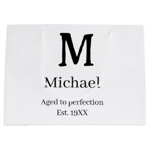 Aged to perfection est. 19XX monogram name letter Large Gift Bag