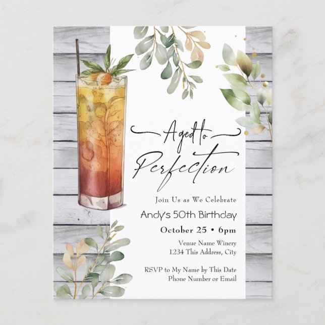 Aged to Perfection Floral 50th Birthday Invite  (Front)