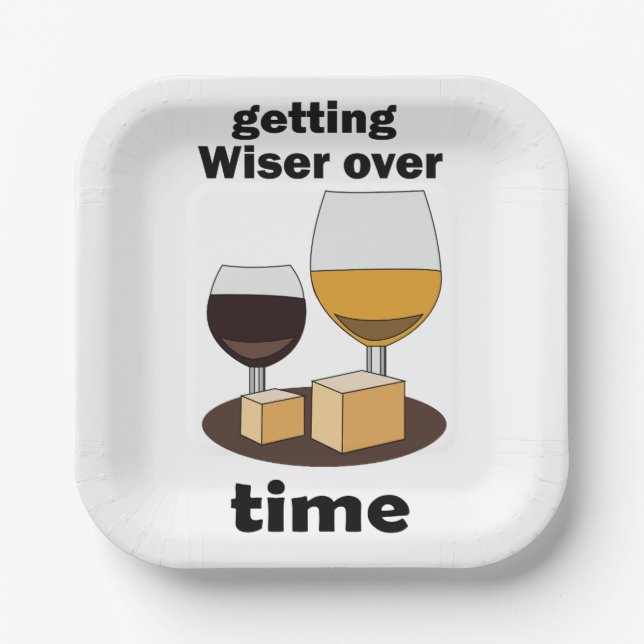 Aged To Perfection Getting Wiser Over Time Party Paper Plate (Front)