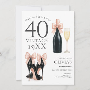 Aged to Perfection Glam 40th Champagne Birthday  Invitation
