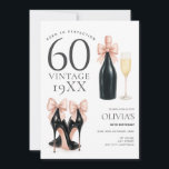 Aged to Perfection Glam 60th Champagne Birthday  Invitation<br><div class="desc">Celebrate a fabulous milestone with this elegant “Aged to Perfection” invitation featuring champagne glasses,  high heels,  and a glam 60th birthday theme. Perfect for a sparkling,  unforgettable party.

Fully editable,  change the phrases if you like and edit your personal details.</div>