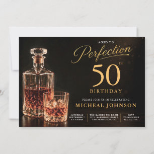 Aged to Perfection Gold Black 50th Birthday Invitation