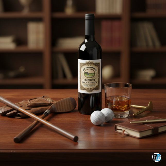 Aged to Perfection Golf Personalized Funny Golf  Wine Label (Aged to Perfection Premium Golf Whiskey)