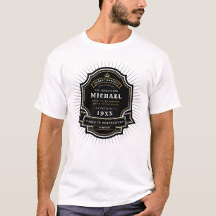 Aged to Perfection Label with Name & Birth Year T-Shirt