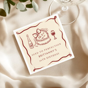 Aged To Perfection Like Fine Wine Birthday Party Napkin