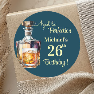 Aged to Perfection Men 26th Whiskey Birthday Classic Round Sticker