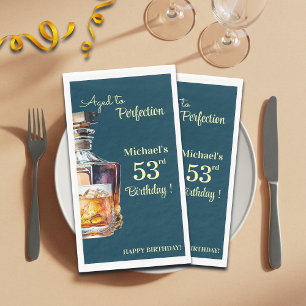 Aged to Perfection Men 53rd Whiskey Birthday Napkin