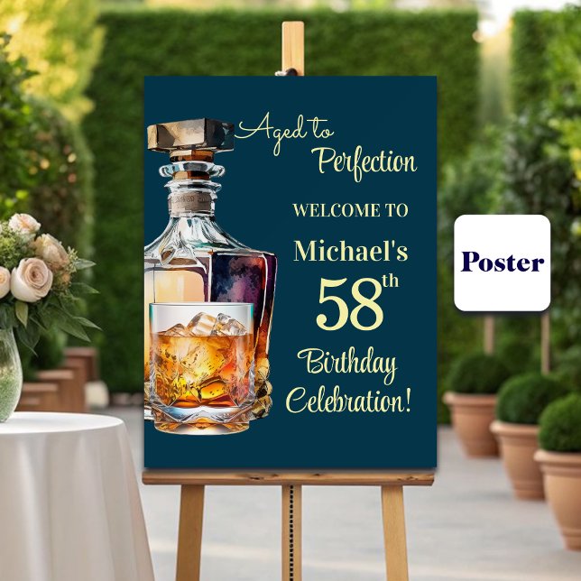 Aged to Perfection Men 58th Whiskey Birthday Poster (Creator Uploaded)