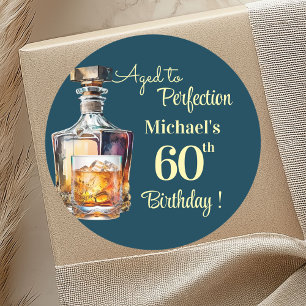 Aged to Perfection Men 60th Whiskey Birthday Classic Round Sticker