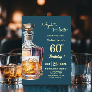 Aged to Perfection Men 60th Whiskey Birthday  Invitation