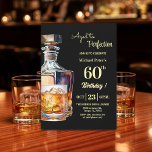 Aged to Perfection Men 60th Whiskey Birthday  Invitation<br><div class="desc">A modern birthday party invitation with bold numbers,  a bottle of whiskey and a glass of whiskey. Customize the details for a unique and cool birthday celebration.</div>