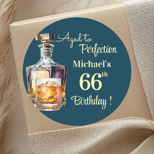 Aged to Perfection Men 66th Whiskey Birthday Classic Round Sticker