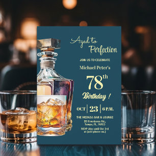 Aged to Perfection Men 78th Whiskey Birthday Invitation