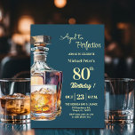 Aged to Perfection Men 80th Whiskey Birthday  Invitation<br><div class="desc">A modern birthday party invitation with bold numbers,  a bottle of whiskey and a glass of whiskey. Customize the details for a unique and cool birthday celebration.</div>