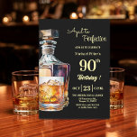 Aged to Perfection Men 90th Whiskey Birthday  Invitation<br><div class="desc">A modern birthday party invitation with bold numbers,  a bottle of whiskey and a glass of whiskey. Customize the details for a unique and cool birthday celebration.</div>