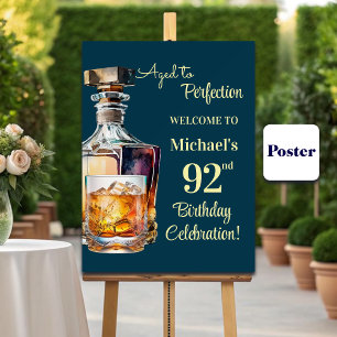 Aged to Perfection Men 92nd Whiskey Birthday Poster