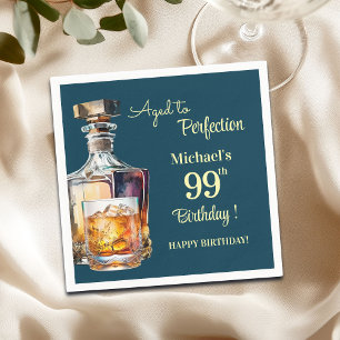 Aged to Perfection Men 99th Whiskey Birthday Napkin