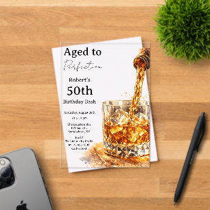 Aged To Perfection Men’s Birthday Party Acrylic Invitations