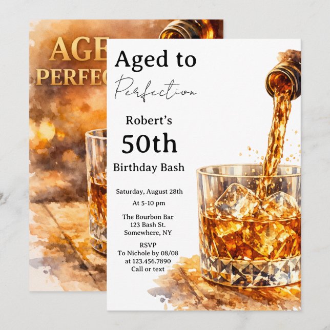 Aged To Perfection Men’s Birthday Party Invitation (Front/Back)