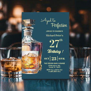 Aged to Perfection Men's 27th Whiskey Birthday Invitation