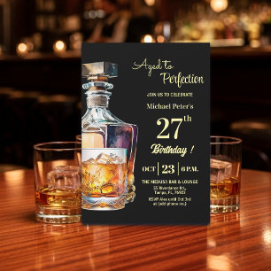 Aged to Perfection Men's 27th Whiskey Birthday  Invitation