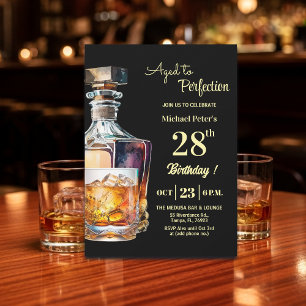 Aged to Perfection Men's 28th Whiskey Birthday Invitation