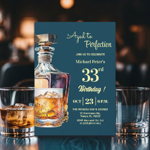Aged to Perfection Men's 33rd Whiskey Birthday Invitation