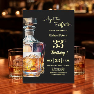 Aged to Perfection Men's 33rd Whiskey Birthday  Invitation