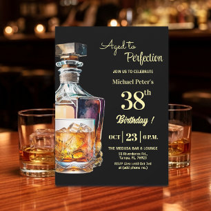 Aged to Perfection Men's 38th Whiskey Birthday  Invitation