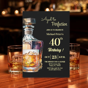 Aged to Perfection Men's 40th Whiskey Birthday  Invitation