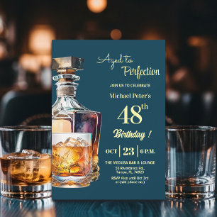 Aged to Perfection Men's 48th Whiskey Birthday  Invitation