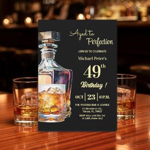 Aged to Perfection Men's 49th Whiskey Birthday Invitation