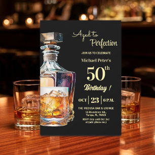 Aged to Perfection Men's 50th Whiskey Birthday Invitation