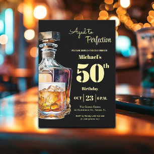 Aged to Perfection Men's 50th Whiskey Birthday Invitation