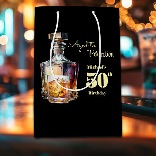 Aged to Perfection Men's 50th Whiskey Birthday  Medium Gift Bag