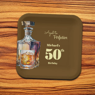 Aged to Perfection Men's 50th Whiskey Birthday Paper Plate