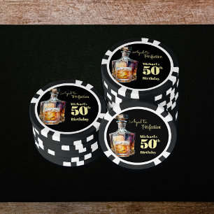 Aged to Perfection Men's 50th Whiskey Birthday Poker Chips