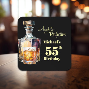 Aged to Perfection Men's 55th Whiskey Birthday  Coaster