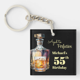 Aged to Perfection Men's 55th Whiskey Birthday Key Ring