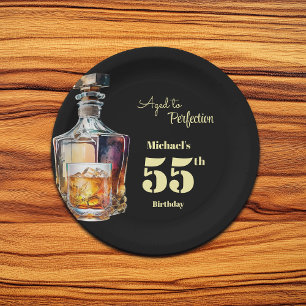 Aged to Perfection Men's 55th Whiskey Birthday Paper Plate