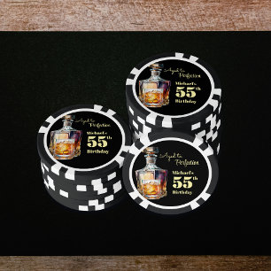 Aged to Perfection Men's 55th Whiskey Birthday Poker Chips