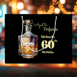Aged to Perfection Men's 60th Whiskey Birthday  Large Gift Bag