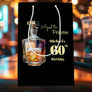 Aged to Perfection Men's 60th Whiskey Birthday  Medium Gift Bag