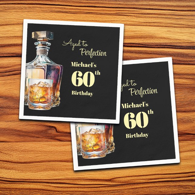 Aged to Perfection Men's 60th Whiskey Birthday  Napkin (Creator Uploaded)